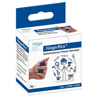 Obrázek Fingerflex Modrá, 2,5 cm x 4,5 m natažená, samolepicí náplast bandáž / prstů, balení po 2 kusech, velká