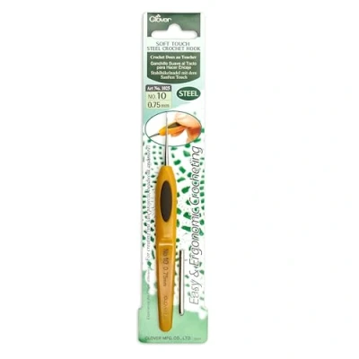 Obrázek Clover 1025 Soft Touch háčkovací jehlice z oceli, 0,75 mm, jiná, vícebarevná, balení se může lišit