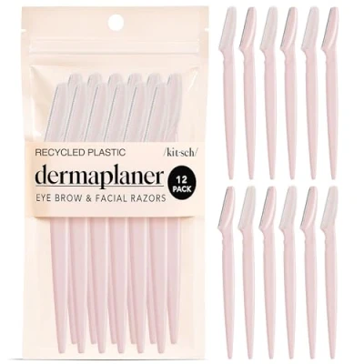 Obrázek Kitsch Dermaplaning Tool 12 kusů holicích strojků, holicí strojek na obličej pro ženy, obočí, odstraňovač chloupků v obličeji, tvářenka