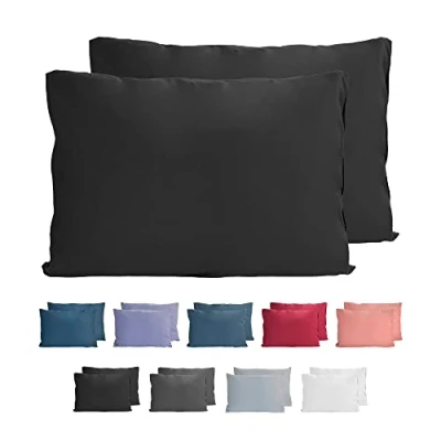 Obrázek Komfortec 100% bavlna povlak na polštář sada 2 ks 40 x 60 cm, super měkký Premium Jersey 150 g/m², polštář, černý