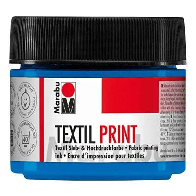 Obrázek Marabu 17030050956 textilní potisk primární azurová 100 ml, sítková a vysokotlaká barva na vodní bázi, bez zápachu stálobarevná, dlouhá doba otevření, pro světlé tmavé textilie