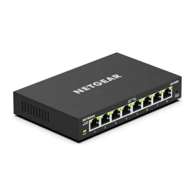Obrázek NETGEAR GS308E Managed Switch 8 Port Gigabit Ethernet LAN Plus (Plug and Play Netzwerk Managed, IGMP Snooping, QoS, VLAN, lüfterlos, Robustes Metallgehäuse) Schwarz