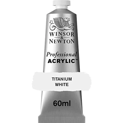 Obrázek Winsor &amp; Newton Profesionální akrylová barva 2320644 v umělecké kvalitě, vysoká zářivost barev a krycí schopnost, archivní kvalita, 60 ml tuba titanová bílá
