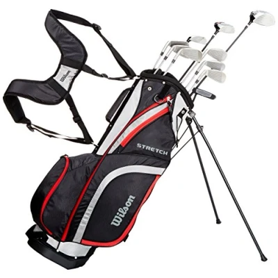 Obrázek Wilson Amazon Exclusive kompletní sada pro začátečníky, 10 golfových holí s carrybagem, pánské, pravák, strečové XL, černá/šedá/červená, WGG157548