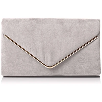 Obrázek SwankySwans Oscar Envelope Suede Velvet Party Prom Clutch Bag Taška, Šedá (Grey 03)