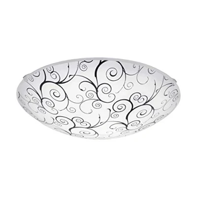 Obrázek EGLO LED stropní svítidlo Margitta 1, 1 s žárovkou, klasické do obývacího pokoje z kovu v bílé barvě a sklo čiré, černé, lampa ložnice, chodby, teplá bílá,