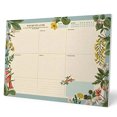 Obrázek Kokonote Wochenplaner Tischkalender Block A3 Kalender Planer Botanical auf Deutsch Tischplaner ohne Datum Schreibtischunterlage Papier