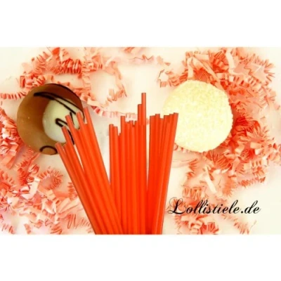 Obrázek Cake Pops Lollipop tyčinky barevně 50 kusů (oranžová) 15 cm x 4 mm