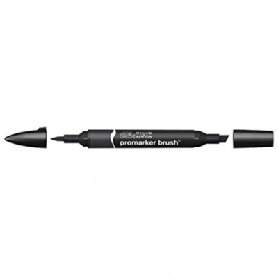 Obrázek Winsor &amp; Newton 0204030 BrushMarker (pro kresby, kaligrafii, design a rozložení, kreslení bez šmouh s klínem špičkou štětce), černý