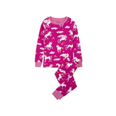 Obrázek Hatley Dívčí Organic Cotton Long Sleeve Potištěný pyžamo sady dvoudílné pyžamo, (Rainbow Unicorns), 10 let