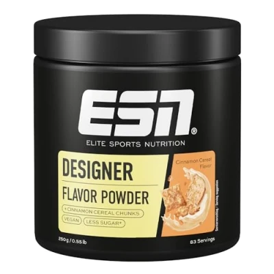 Obrázek ESN Designový Flavor Powder, Cinnamon Cereal, 250 g, chuťový prášek pro slazení, bez velkého množství cukru a kalorií, testovaná kvalita vyrobeno v Německu