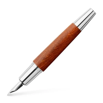 Obrázek Faber Castell 148200 plnicí pero e motion dřevo, hnědé, šířka pera M, vč. dárkového balení a konvertoru