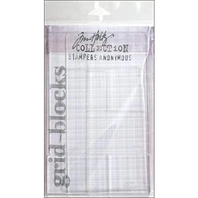 Obrázek Stampers Anonymous Tim Holtz Acryl Gitter Block Set, 9 teilig, durchsichtig, Large