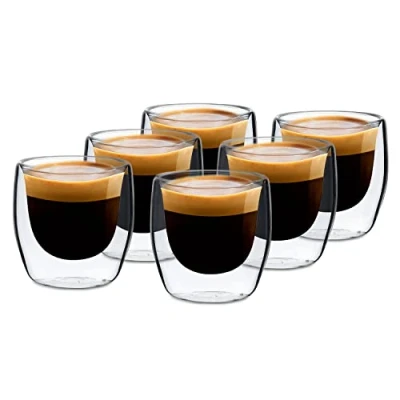 Obrázek GLASWERK Designová sada šálků na espresso (6 x 80 ml) dvoustěnné sklenice ml borosilikátové sklenic vhodné do myčky