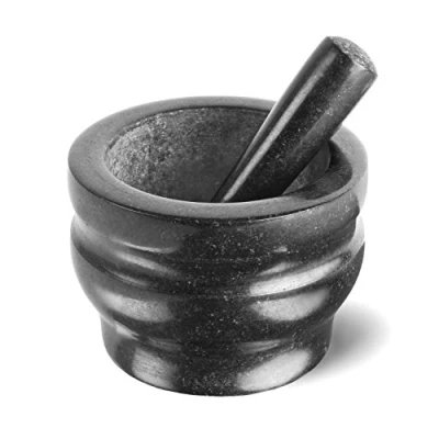 Obrázek Cole &amp; Mason H100379 Worcester hmoždíř s paličkou, černý, 18cm, Fur Gewürzund Kräuter, Granit
