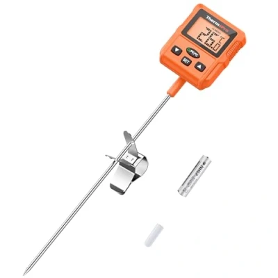 Obrázek ThermoPro TP511 teploměr na maso s klipem hrnec, cukrový teploměr, grilovací velkým displejem, pečení 20 cm sondou kuchyňský pro tekutiny čaj, mléko, dětská výživa