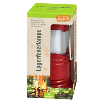 Obrázek moses. Expedition přírodní lampa na táborák LED kempingová lampa, přenosná lucerna kempování, turistiku nebo stanování pro děti s kovovým držadlem k zavěšení, červená
