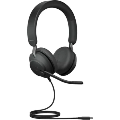 Obrázek Jabra Evolve2 40 se stereo sluchátka s potlačením hluku a technologií 3 mikrofonů USB C kabel kompatibilní všemi předními unified komunikačními platformami černá