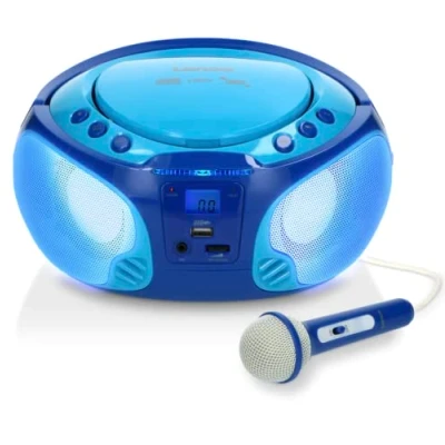 Obrázek Lenco SCD 650 přenosné CD rádio dětský boombox USB a mikrofon 6wattový Playback AUX FM modré