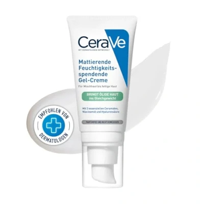 Obrázek CeraVe Matující hydratační gelový krém, pro mastnou a pleť, s kyselinou hyaluronovou, ceramidy niacinamidem, Dlouhotrvající hydratační, 52 ml