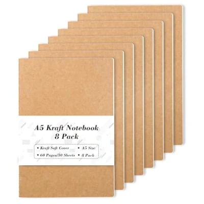 Obrázek Feela Notizbuch A5, 8er kleine Notizheft, liniert, 60 Seiten (30 Blätter), Skizzenbuch mit weicher Abdeckung, Notizblock für Plan machen, Memorandum schreiben, Büro, Schulbedarf geeignet