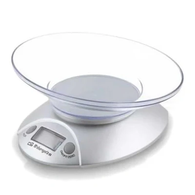 Obrázek Orbegozo PC 1009 Elektronische Waage für Küche Küchenwaage, transparente Schüssel, LCD Display, batteriebetrieben, Kapazität max, Kunststoff, Silber