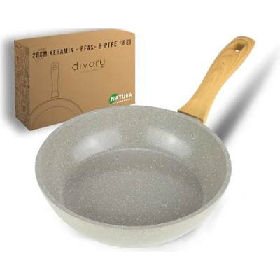 Obrázek DIVORY Keramická pánev 28 cm s keramickým povrchem na indukci, bez PFAS a PTFE, velká smažení keramiky, pánve, pánve vejce povrchovou úpravou pevná rukojeť frying ceramic pan