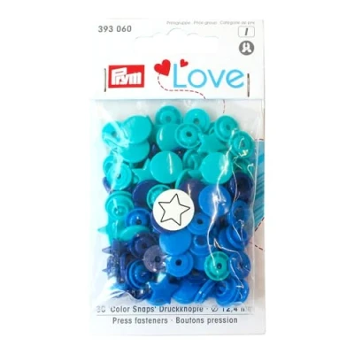 Obrázek Prym 393060 hvězdicová forma Color snaps Love Patentka KST 12,4 mm modrá/tyrkysová/námořnická modrá
