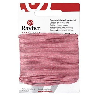 Obrázek Rayher 5169133 Baumwollkordel, voskované, 1 mm, SB Karta 20 m, Růžová
