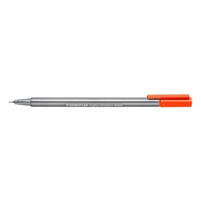 Obrázek STAEDTLER 334 201 Triplus Fineliner (trojúhelník, super jemný, kovový olemovaný hrot, šířka čáry cca 0,3 mm, 10 kusů) neonově červená