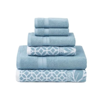 Obrázek Modern Threads Trefoil Filigranes 6 teiliges Wende Handtuch Set, gefärbt, Jacquard, Badetücher, Handtücher und Waschlappen, super saugfähig schnell trocknend, 100% gekämmte Baumwolle