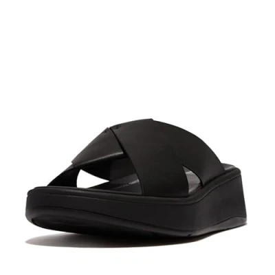 Obrázek Fitflop Flatform Cross Slides Pantofle na podpatku, Ženy, Velikost: 36, Black Kůže