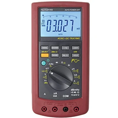 Obrázek Testboy Digitální multimetr 312 s USB rozhraním (velký LCD bargramovým displejem, True RMS, Auto/Manual Range, software na CD, měření napětí do 1000 V AC/DC), červená/černá