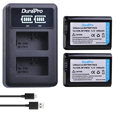Obrázek DuraPro 2X NP FW50 baterie + LED USB duální nabíječka pro Sony Alpha7 7ii 6500 6400 6300 6000 5100 SLT A55V A33 A35 A37 NEX 7 6 F3 3 5 5T Kamera