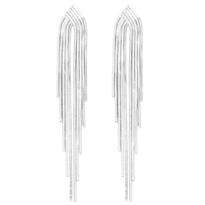 Obrázek KristLand Retro 925 Sterling Silber Ohrringe Quaste Lange baumelnde Ohrstecker mit Weißgold überzogen Hochzeit Brautschmuck Damen Schmuck