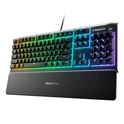 Obrázek SteelSeries Apex 3 herní klávesnice 10zónové RGB osvětlení prémiová magnetická opěrka dlaní rozložení angličtiny (QWERTY)