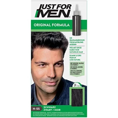 Obrázek Just For Men Barvicí gel na vlasy, barva vlasy pro muže, zakryje pouze šedé a obnovuje původní barvu přirozený vzhled, černá, H55
