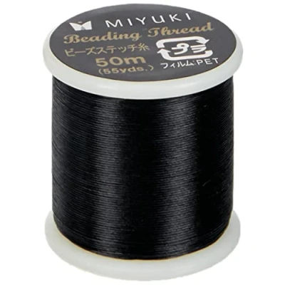 Obrázek Rayher Hobby 89300576 řadová příze pro rocailles, černá, cívka 50 m, tloušťka 0,27 mm ø, ideální Delica Rocailles 1,6 mm, perlová 100% nylon, extrémně tenká a odolná proti roztržení