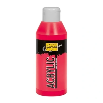 Obrázek KREUL 84208 Solo Goya Acrylic karmínově červená, láhev 250 ml, krémová, mnohostranně použitelná akrylová barva ve studiové kvalitě, na bázi vody, rychle a matně schnoucí, dobře krycí, voděodolná