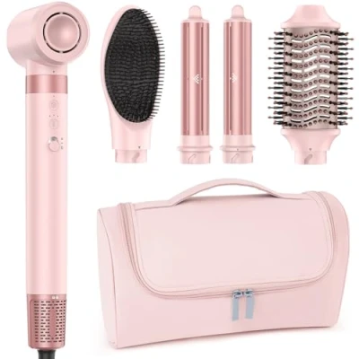 Obrázek MESCOMB Airstyler 5 v 1, 110 000 ot/min, vysokorychlostní ionizační fén, multifunkční vlasový styling s rychleschnoucím žehlícím kartáčem bez poškození teplem, automatická kulma na fénování, kartáč