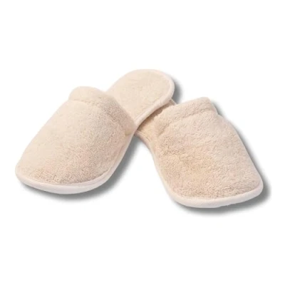 Obrázek Eco Bath London Přírodní froté pantofle, luxusní, 100% bio bavlna, ultra měkké, lze prát v pračce, pantofle do koupelny a domů, velikost L (42 42)