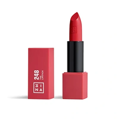 Obrázek 3INA MAKEUP The Lipstick 248 rubínově červená rtěnka matná s vitaminem E a bambuckým máslem Dlouhotrvající vysoce pigmentovaný krém vanilková vůně Vegan Cruelty Free