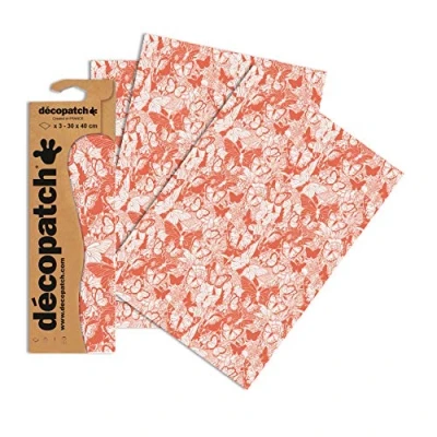Obrázek Decopatch Papír č. 762 (oranžový lososový motýli, 395 x 298 mm) balení 3 ks