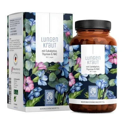 Obrázek Kapsle na plicník 120 kusů s 300 mg v denní dávce (plicní slovo) dýchací komplex doplněný tymiánem, eukalyptem, NAC a vitaminem B2 veganské bez přísad