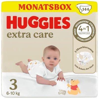 Obrázek Huggies Babywindeln Extra Care mit Disney Design Größe 3, 144 Windeln (2x72)
