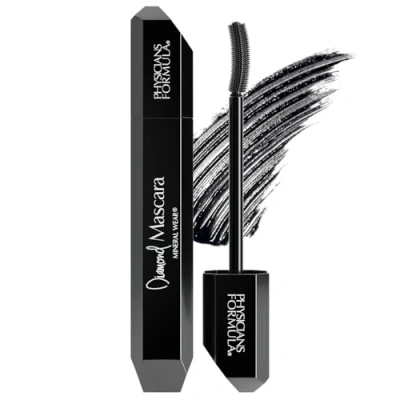 Obrázek Physicians Formula, Mineral Wear Diamond Mascara, černá řasenka pro efekt zesílení řas, s diamantovým prachem, peptidy posilujícími řasy, uklidňujícím minerálním pudrem a vitaminem E