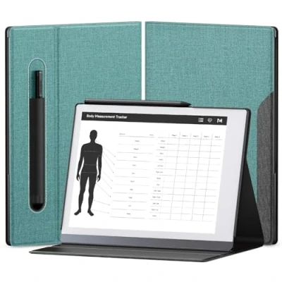 Obrázek OLAIKE Book Folio Case pro Remarkable 2 Paper Tablet 10.3&quot; verze 2020, Smart Cover z prémiové látky s kapsou na pero, stabilní design skládacího stojanu (ne 1), šedý a oranžový