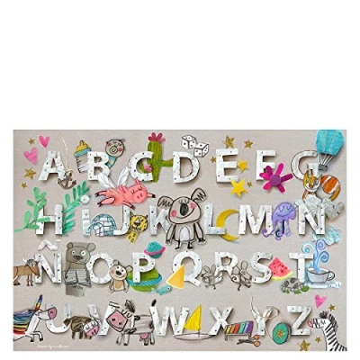 Obrázek Laroom Teppich Bollato Kinder Design ABC, Vinyl antiliscante 100x133cm grau