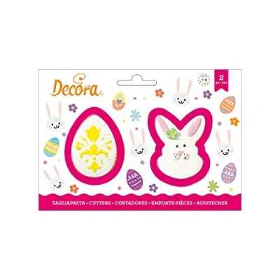 Obrázek DECORA 0255074 AUSSTECHER AUS Kunststoff Ei UND HASENGESICHT 2 TLG 8/9XH2,2CM