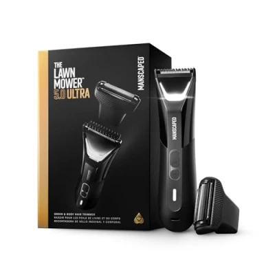 Obrázek The Lawn Mower® 5.0 Ultra od MANSCAPED®: SkinSafe® Zastřihovač intimních a tělových chloupků pro muže, Bodygroomer, dvě funkce zastřihování hladká trasa, odstraňování chloupků, vodotěsný, provoz